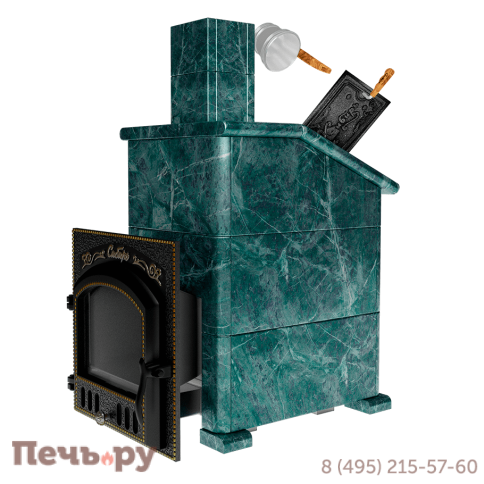 Премиальная банная печь НМК Сибирь-25 ЗК (дверка 545х545) в облицовке Президент фото 2