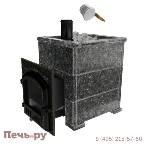 Премиальная банная печь НМК Сибирь-40 (дверка 545х545) в облицовке Оптима пироксенит фото