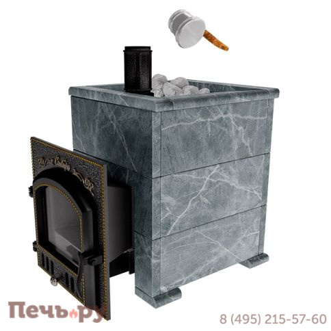 Премиальная банная печь НМК Сибирь-40 (дверка 545х545) в облицовке Оптима талькомагнезит фото 3
