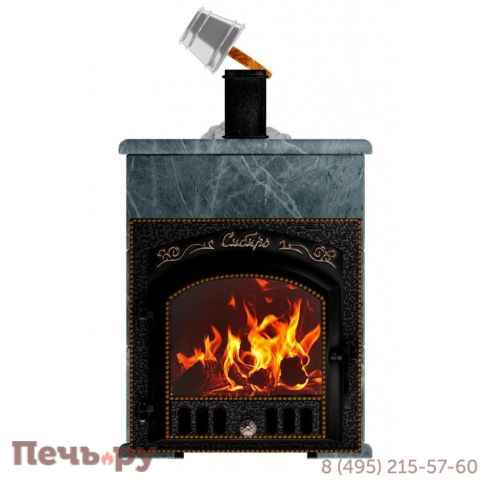 Премиальная банная печь НМК Сибирь-40 (дверка 545х545) в облицовке Оптима талькомагнезит фото