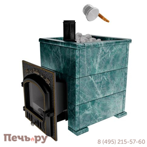 Премиальная банная печь НМК Сибирь-40 (дверка 545х545) в облицовке Оптима змеевик фото 2
