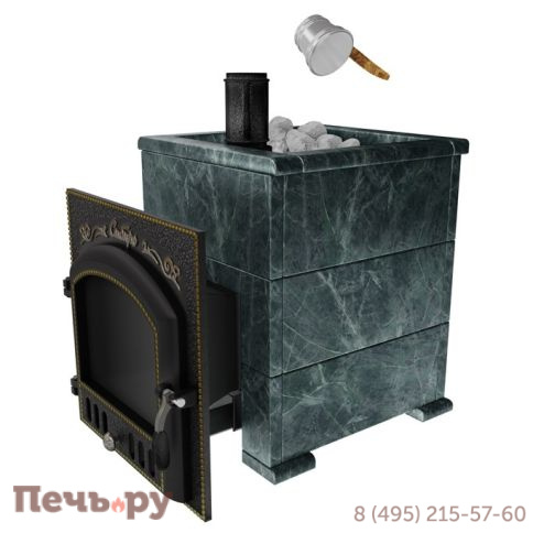 Премиальная банная печь НМК Сибирь-40 (дверка 700х700) в облицовке Оптима змеевик фото
