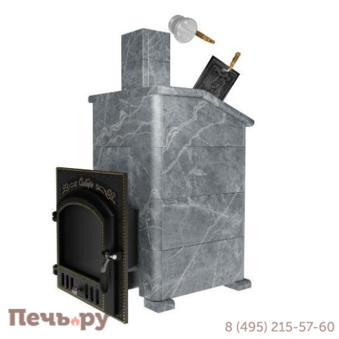 Премиальная банная печь НМК Сибирь-40 ЗК (дверка 700х700) в облицовке Президент фото