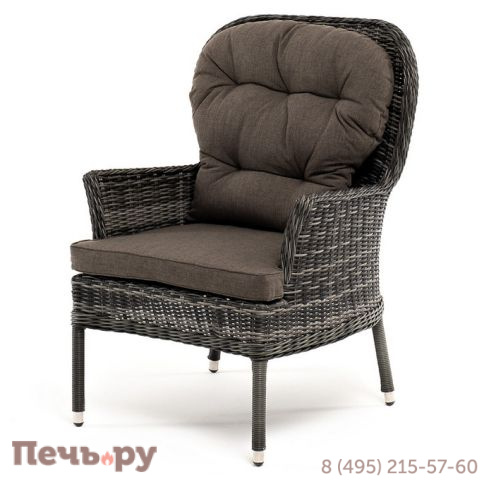 "Алиса" кресло плетеное, цвет графит с подушками фото