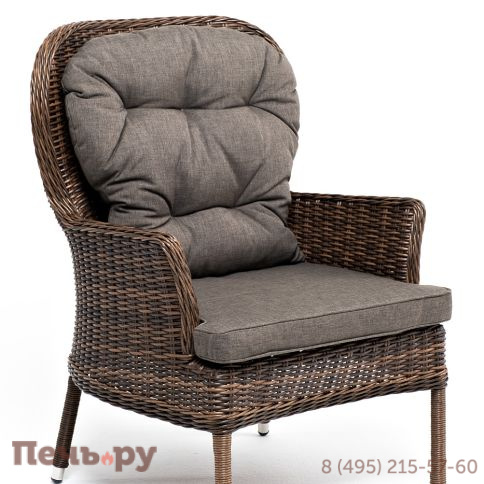 "Алиса" кресло плетеное, цвет коричневый с подушками фото 3