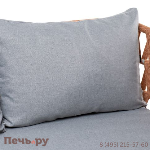 "Диего" диван 2-местный плетеный из роупа, каркас алюминий светло-серый (RAL7035) муар, роуп оранжевый меланж круглый, ткань светло-серая фото 11