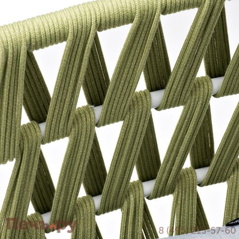 "Диего" диван 2-местный плетеный из роупа, каркас алюминий светло-серый (RAL7035) муар, роуп салатовый меланж круглый, ткань светло-серая фото 4