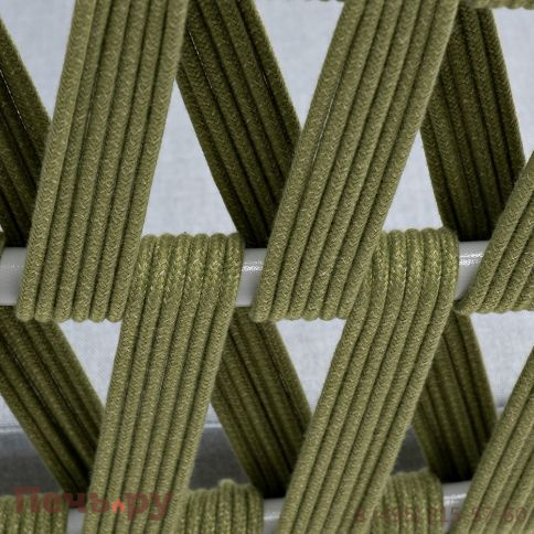 "Диего" диван 2-местный плетеный из роупа, каркас алюминий светло-серый (RAL7035) муар, роуп салатовый меланж круглый, ткань светло-серая фото 6