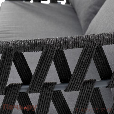 "Диего" диван 2-местный плетеный из роупа, каркас алюминий темно-серый (RAL7024) муар, роуп темно-серый круглый, ткань темно-серая 027 фото 5