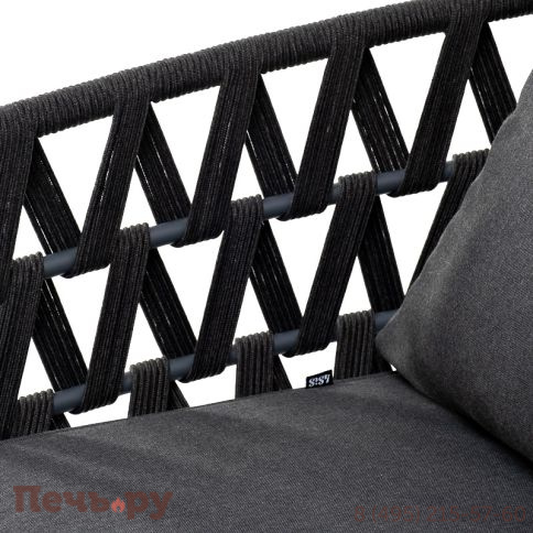 "Диего" диван 2-местный плетеный из роупа, каркас алюминий темно-серый (RAL7024) муар, роуп темно-серый круглый, ткань темно-серая 027 фото 6