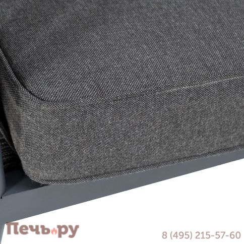 "Диего" диван 2-местный плетеный из роупа, каркас алюминий темно-серый (RAL7024) муар, роуп темно-серый круглый, ткань темно-серая 027 фото 8