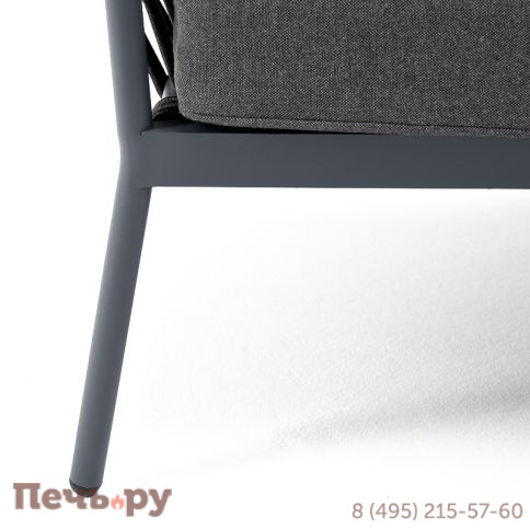 "Диего" диван 2-местный плетеный из роупа, каркас алюминий темно-серый (RAL7024) муар, роуп темно-серый круглый, ткань темно-серая 027 фото 9