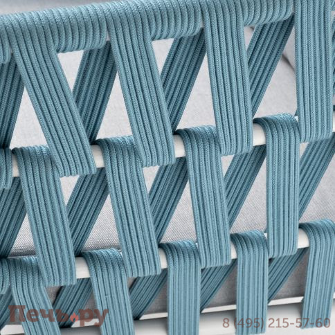 "Диего" кресло плетеное из роупа, каркас алюминий светло-серый (RAL7035) муар, роуп бирюзовый круглый, ткань светло-серая фото 6