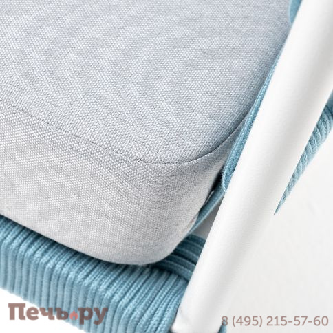 "Диего" кресло плетеное из роупа, каркас алюминий светло-серый (RAL7035) муар, роуп бирюзовый круглый, ткань светло-серая фото 8