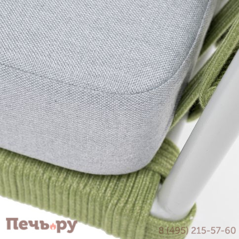 "Диего" кресло плетеное из роупа, каркас алюминий светло-серый (RAL7035) муар, роуп салатовый меланж круглый, ткань светло-серая фото 8