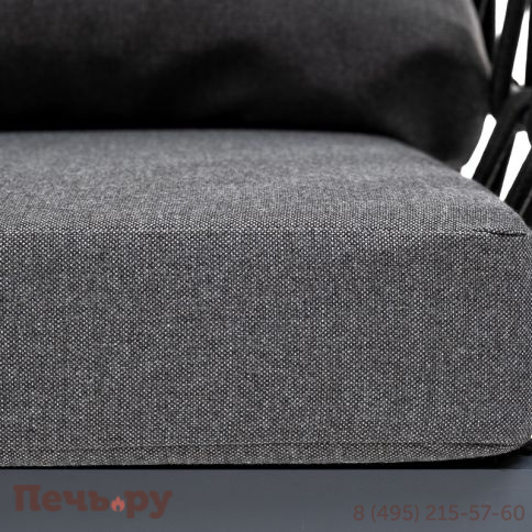 "Диего" кресло плетеное из роупа, каркас алюминий темно-серый (RAL7024) муар, роуп темно-серый круглый, ткань темно-серая 027 фото 9