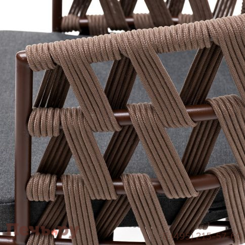 "Диего" стул плетеный из роупа, каркас из стали коричневый (RAL8016) муар, роуп коричневый круглый, ткань серая фото 5