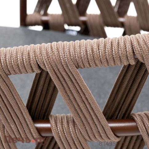 "Диего" стул плетеный из роупа, каркас из стали коричневый (RAL8016) муар, роуп коричневый круглый, ткань серая фото 6