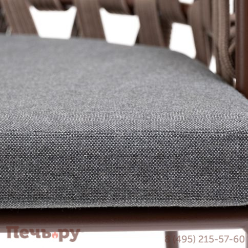 "Диего" стул плетеный из роупа, каркас из стали коричневый (RAL8016) муар, роуп коричневый круглый, ткань серая фото 8