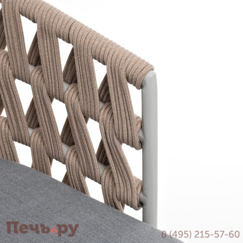 "Диего" стул плетеный из роупа, каркас из стали светло-серый (RAL7035) муар, роуп бежевый круглый, ткань светло-серая фото 4