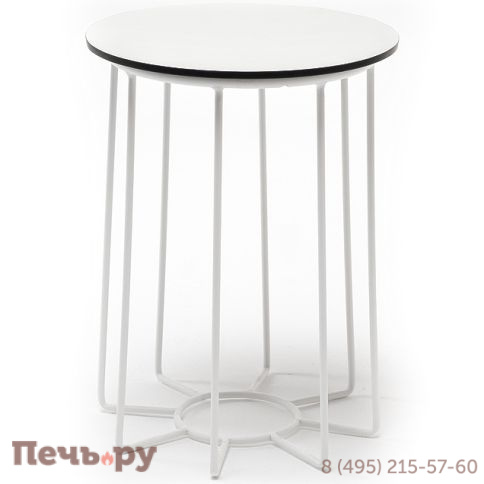 "Эквадор" журнальный стол из HPL круглый Ø40 H55, каркас из стали белый, цвет столешницы "молочный" фото