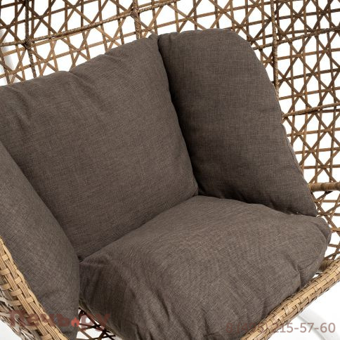 "Флоренция" подвесное кресло-кокон из искусственного ротанга, цвет соломенный с серой подушкой фото 13