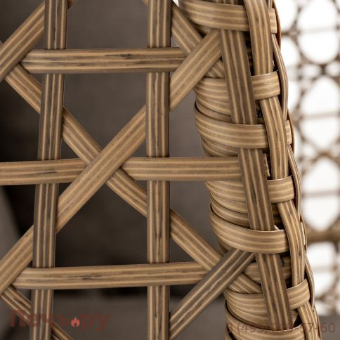 "Флоренция" подвесное кресло-кокон из искусственного ротанга, цвет соломенный с серой подушкой фото 14