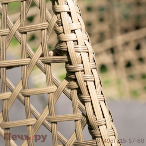 "Флоренция" подвесное кресло-кокон из искусственного ротанга, цвет соломенный с серой подушкой фото 5