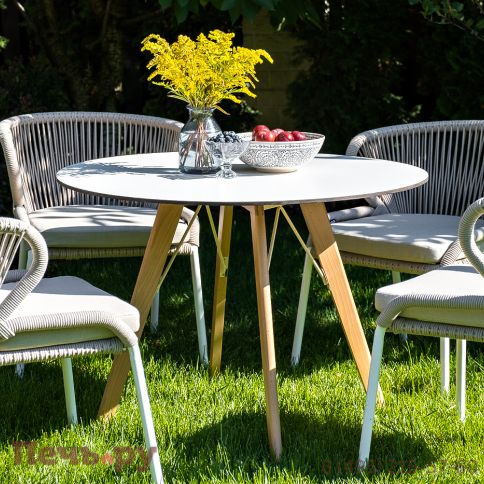 "Франческо" интерьерный стол из HPL круглый Ø90см, цвет молочный фото 3