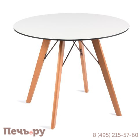 "Франческо" интерьерный стол из HPL круглый Ø90см, цвет молочный фото