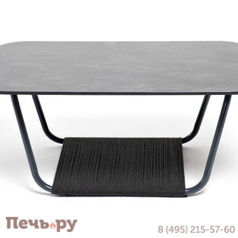 "Гранада" журнальный стол 90х60см из HPL, цвет "серый гранит", каркас темно-серый (RAL7024) муар, роуп темно-серый круглый фото 2