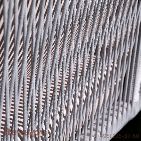 "Канны" диван 2-местный плетеный из роупа, каркас алюминий белый муар, роуп светло-серый круглый, ткань серая 017 фото 2