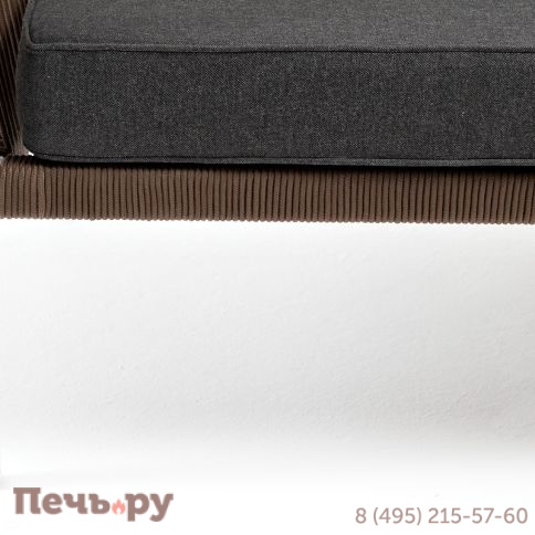 "Канны" диван 2-местный плетеный из роупа, каркас алюминий белый, роуп коричневый круглый, ткань серая фото 7