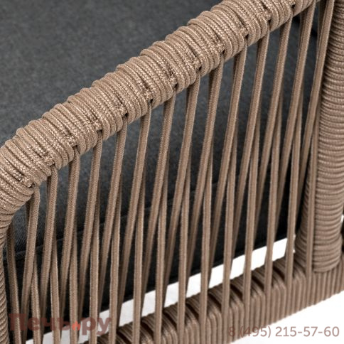 "Канны" диван 2-местный плетеный из роупа, каркас алюминий коричневый (RAL8016) муар, роуп коричневый круглый, ткань темно-серая 027 фото 5