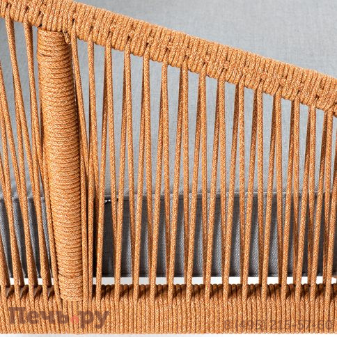 "Канны" диван 2-местный плетеный из роупа, каркас алюминий светло-серый (RAL7035) муар, роуп оранжевый меланж круглый, ткань светло-серая фото 8