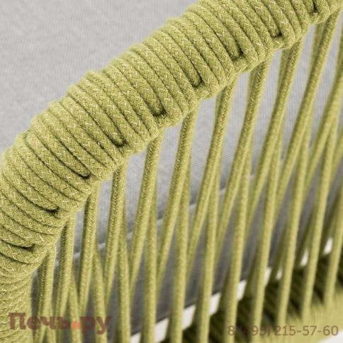 "Канны" диван 2-местный плетеный из роупа, каркас алюминий светло-серый (RAL7035) муар, роуп салатовый меланж круглый, ткань светло-серая фото 5