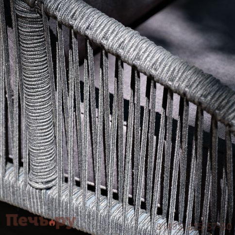 "Канны" диван 2-местный плетеный из роупа, каркас алюминий темно-серый (RAL7024) муар, роуп темно-серый круглый, ткань темно-серая 027 фото 7