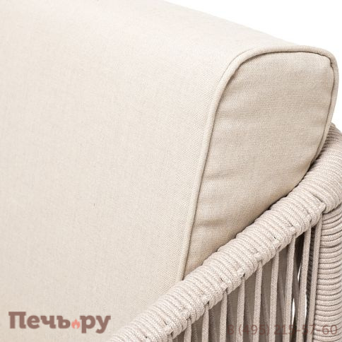 "Канны" диван 2-местный плетеный из роупа, основание дуб, роуп бежевый круглый, ткань бежевая 052 фото 9