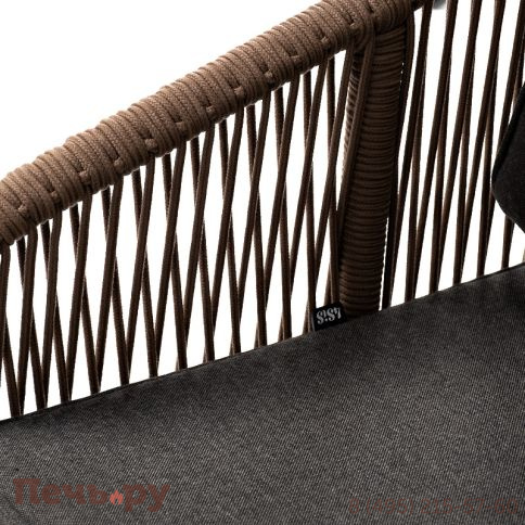 "Канны" кресло плетеное из роупа, каркас алюминий коричневый (RAL8016) муар, роуп коричневый круглый, ткань темно-серая 027 фото 7