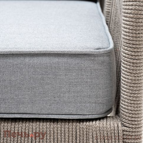"Канны" кресло плетеное из роупа, каркас алюминий светло-серый (RAL7035) муар, роуп серый меланж круглый, ткань светло-серая фото 4