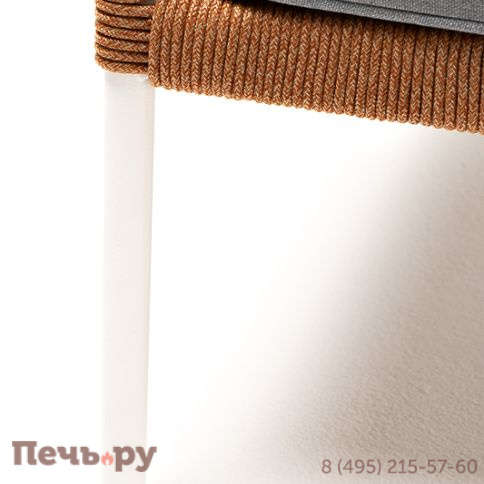 "Канны" кресло плетеное из роупа, каркас алюминий светло-серый (RAL7035) муар, роуп светло-серый круглый, ткань светло-серая фото 4