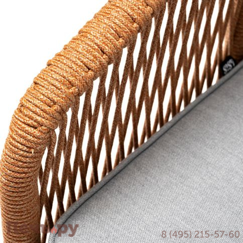 "Канны" кресло плетеное из роупа, каркас алюминий светло-серый (RAL7035) муар, роуп светло-серый круглый, ткань светло-серая фото 6