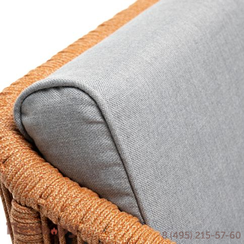 "Канны" кресло плетеное из роупа, каркас алюминий светло-серый (RAL7035) муар, роуп светло-серый круглый, ткань светло-серая фото 8