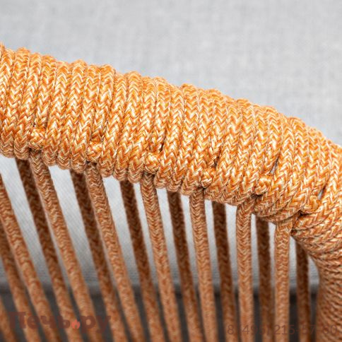 "Канны" кресло плетеное из роупа, каркас алюминий светло-серый (RAL7035) муар, роуп светло-серый круглый, ткань светло-серая фото 9