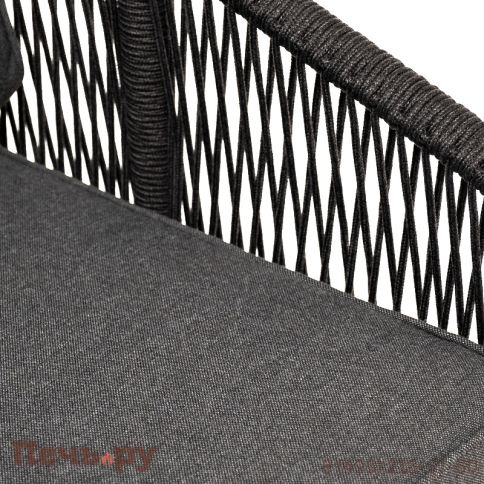 "Канны" кресло плетеное из роупа, каркас алюминий темно-серый (RAL7024) муар, роуп темно-серый круглый, ткань темно-серая 027 фото 4