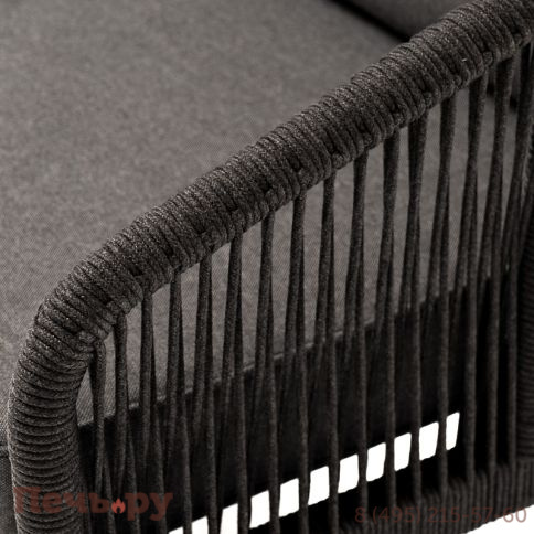 "Канны" кресло плетеное из роупа, каркас алюминий темно-серый (RAL7024) муар, роуп темно-серый круглый, ткань темно-серая 027 фото 7