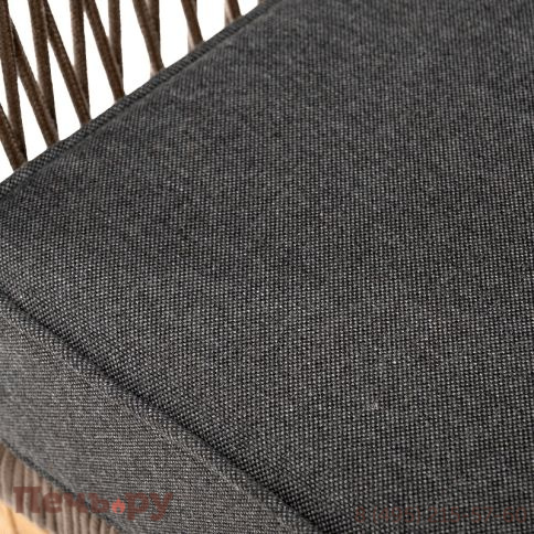 "Канны" кресло плетеное из роупа, основание дуб, роуп коричневый круглый, ткань темно-серая 027 фото 7