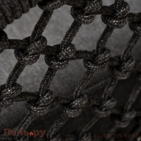 "Канны" кресло плетеное из роупа (узелки), основание дуб, роуп темно-серый круглый, ткань серая фото 8