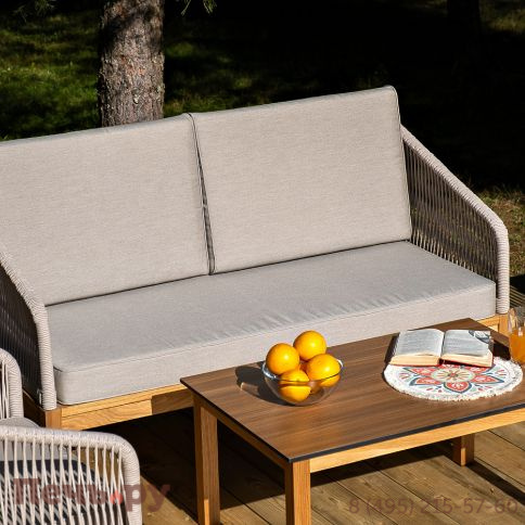 Лаунж-зона 4SiS Канны 4-местная из роупа со столиком Канны цвета дуб, основание дуб, роуп бежевый фото 10