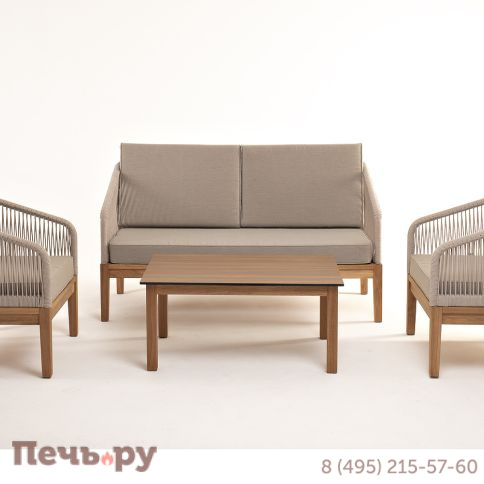 Лаунж-зона 4SiS Канны 4-местная из роупа со столиком Канны цвета дуб, основание дуб, роуп бежевый фото 17